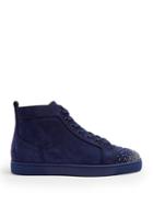 Christian Louboutin Lou Crystal-embelished Suede High-top Trainers