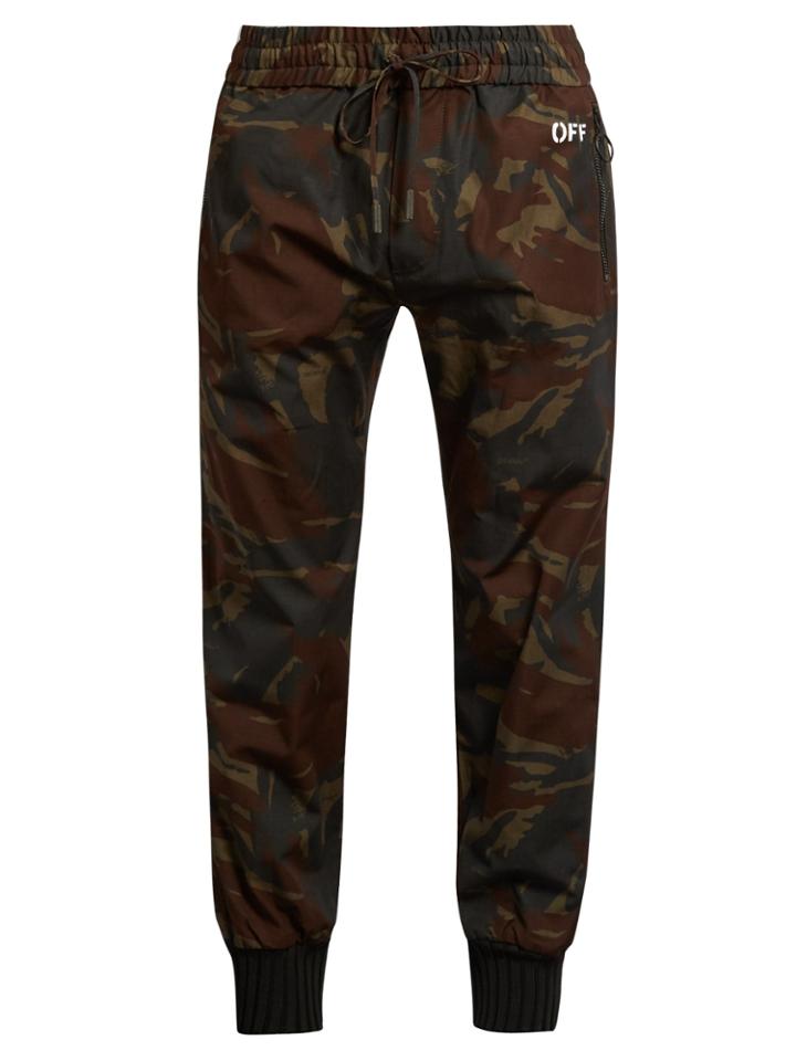 Off-white Camouflage-print Ribbed-cuff Trousers
