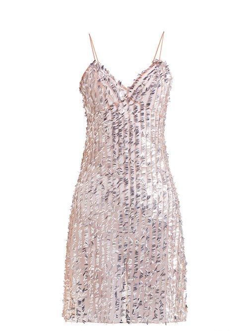 Matchesfashion.com Ashish - Sequin Embellished Sheer Slip Dress - Womens - Beige