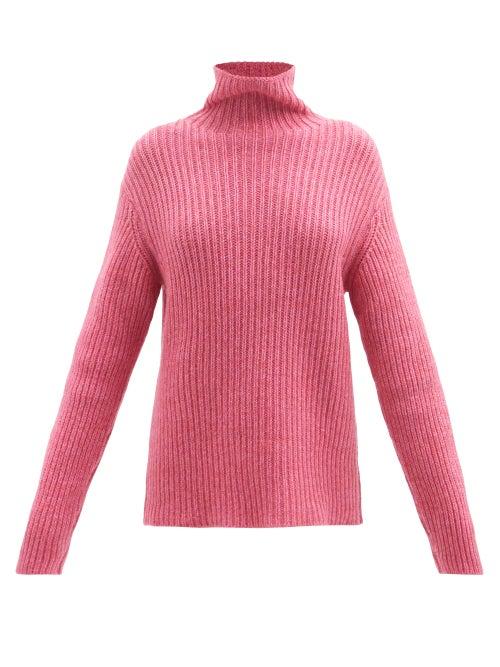 The Elder Statesman - Roll-neck Ribbed-cashmere Sweater - Womens - Pink