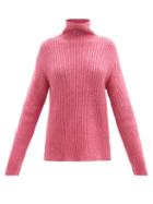 The Elder Statesman - Roll-neck Ribbed-cashmere Sweater - Womens - Pink