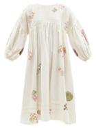 Matchesfashion.com Story Mfg. - Mon Spiral Trip-print Organic-cotton Blend Dress - Womens - Ivory
