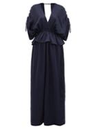 Matchesfashion.com Loup Charmant - Athena Open-back Hammered Silk-satin Maxi Dress - Womens - Dark Blue