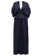 Matchesfashion.com Loup Charmant - Athena Open-back Hammered Silk-satin Maxi Dress - Womens - Dark Blue