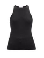 Ladies Rtw Ganni - Racerback Ribbed-knit Top - Womens - Black