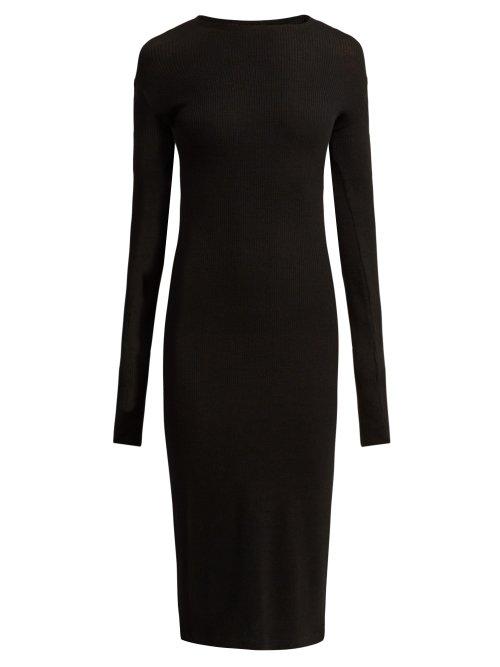 Matchesfashion.com Paco Rabanne - Rib Knitted Wool Blend Dress - Womens - Black