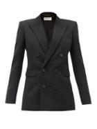 Matchesfashion.com Saint Laurent - Double-breasted Wool-faille Blazer - Womens - Black