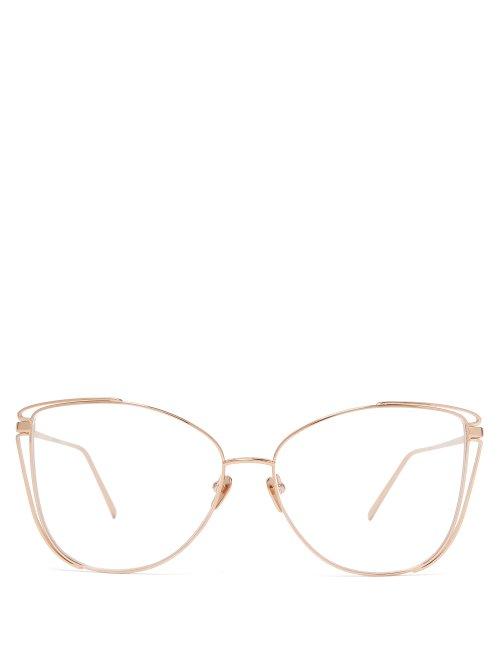 Matchesfashion.com Linda Farrow - 809 C10 Cat Eye Glasses - Womens - Rose Gold