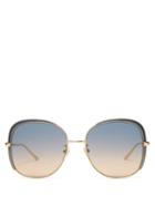 Matchesfashion.com Gucci - Oversized Square Metal Sunglasses - Womens - Gold Multi