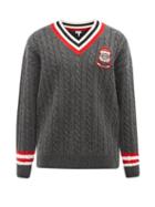 Loewe - Crest-logo Cable-knit Sweater - Mens - Dark Grey