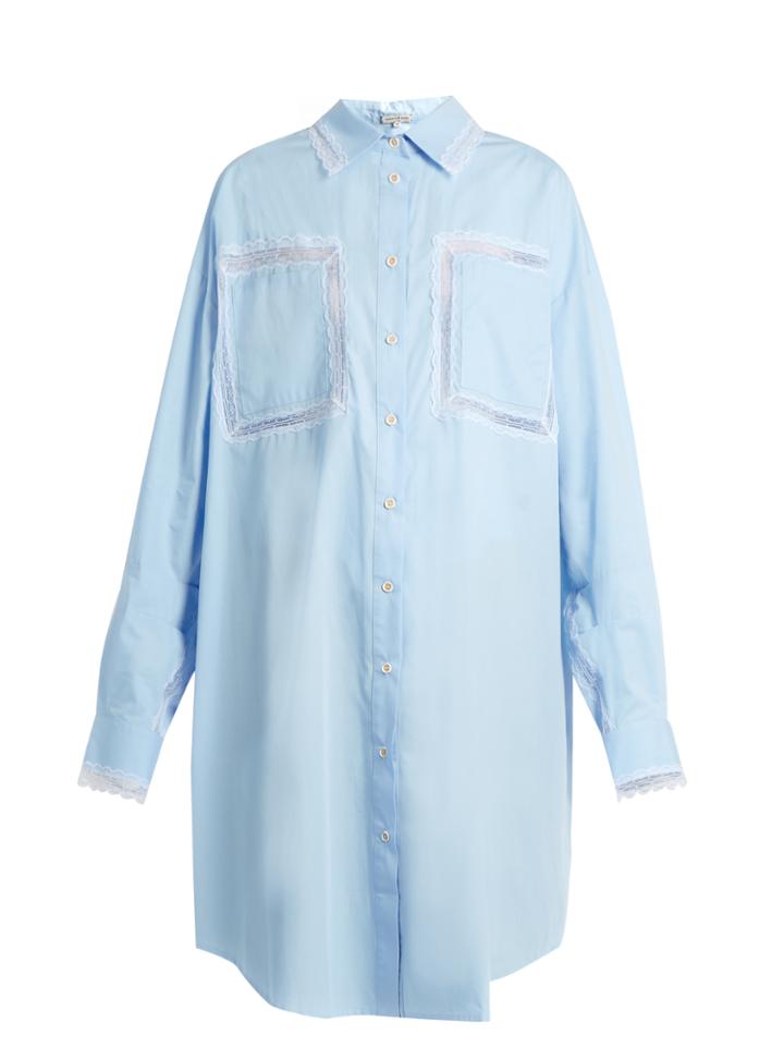 Natasha Zinko Lace-trimmed Cotton-poplin Shirtdress