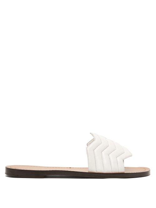 Matchesfashion.com Nicholas Kirkwood - Chevron Quilted Leather Slides - Womens - White