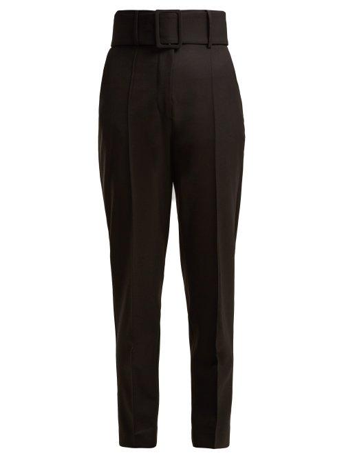 Matchesfashion.com Sara Battaglia - High Waist Tailored Wool Blend Trousers - Womens - Black