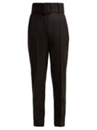Matchesfashion.com Sara Battaglia - High Waist Tailored Wool Blend Trousers - Womens - Black