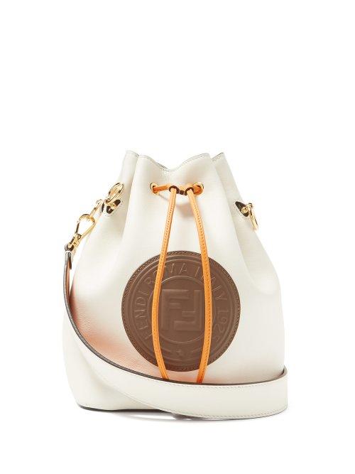 Matchesfashion.com Fendi - Mon Tresor Logo Embossed Leather Bucket Bag - Womens - White Multi