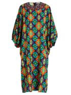 Andrew Gn Geometric-print Silk-blend Crepe Dress