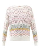 Missoni - Zigzag Eyeletted Cotton-blend Sweater - Womens - Cream Stripe
