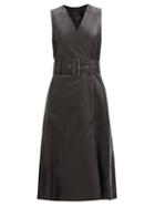 Matchesfashion.com Joseph - Dibo Belted Sleeveless Leather Dress - Womens - Black