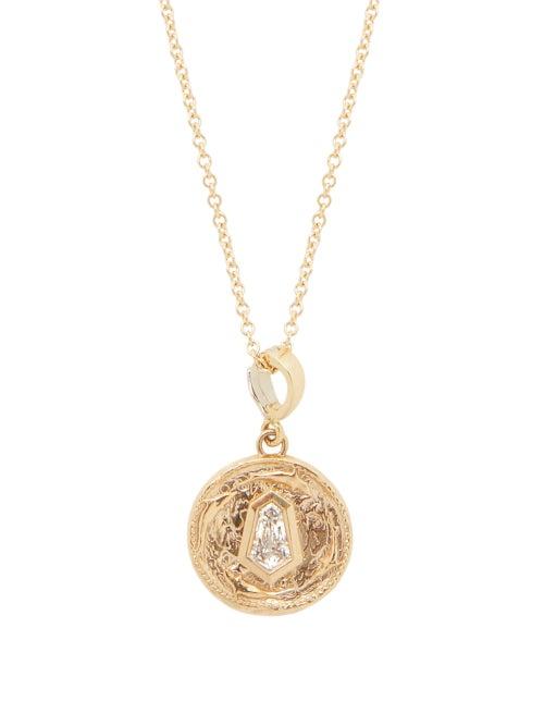 Matchesfashion.com Azlee - Diamond & 18kt Gold Coin Necklace - Womens - Gold