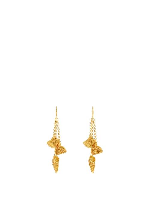 Matchesfashion.com Aurlie Bidermann - Aguas Shell-charm Gold-plated Drop Earrings - Womens - Gold