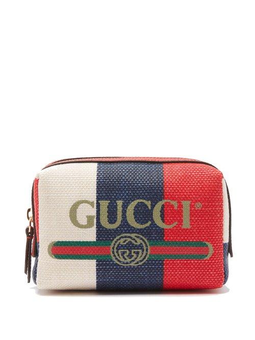 Matchesfashion.com Gucci - Logo Print Canvas Wash Bag - Womens - Red Multi