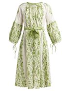 Matchesfashion.com D'ascoli - Anatolia Cotton Midi Dress - Womens - Green White