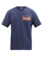 Matchesfashion.com Aries - Logo-print Cotton-jersey T-shirt - Mens - Navy