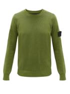 Matchesfashion.com Stone Island Shadow Project - Logo-patch Plated-knit Cotton Sweater - Mens - Green