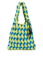 Jw Anderson - Logo-charm Knitted Tote Bag - Womens - Green Multi