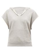 Frame - Sleeveless Hooded Cotton-jersey Sweatshirt - Womens - Mid Grey