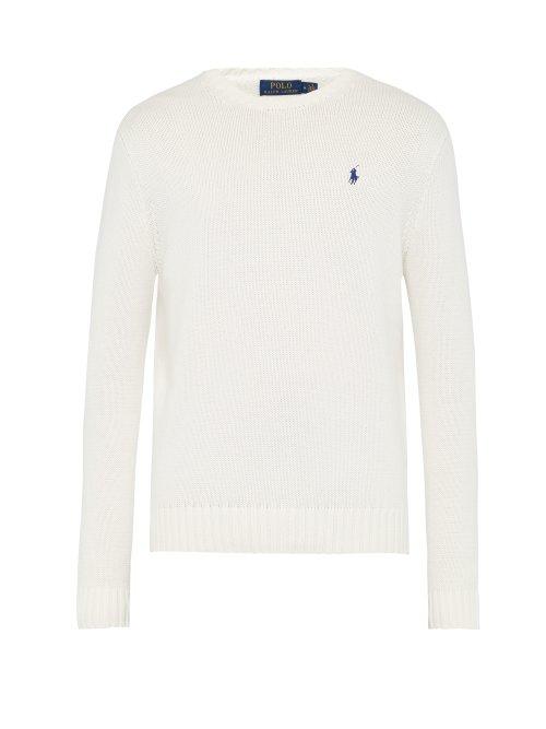 Matchesfashion.com Polo Ralph Lauren - Logo Embroidered Cotton Sweater - Mens - White