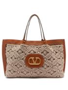 Matchesfashion.com Valentino - Go Logo Escape Macram And Leather Tote Bag - Womens - Tan Multi