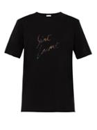 Matchesfashion.com Saint Laurent - Logo Print Cotton Jersey T Shirt - Mens - Black