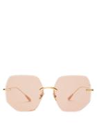Matchesfashion.com Kaleos - Brand Rimless Hexagon Metal Sunglasses - Womens - Light Brown