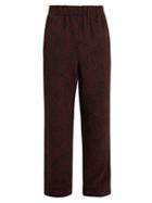Matchesfashion.com Raey - Squiggle Print Silk Crepe Pyjama Trousers - Mens - Burgundy Print