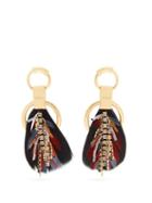 Matchesfashion.com Chlo - Crystal Embellished Feather Earrings - Womens - Black