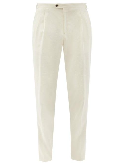 Matchesfashion.com Thom Sweeney - Drago Silk-blend Straight-leg Suit Trousers - Mens - White