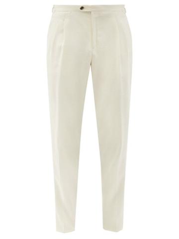 Matchesfashion.com Thom Sweeney - Drago Silk-blend Straight-leg Suit Trousers - Mens - White