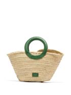 Matchesfashion.com Zeus + Dione - Scorpio Leather Trimmed Raffia Basket Bag - Womens - Green Multi
