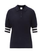 Matchesfashion.com Bogner - Ramina Striped-cuff Knit Polo Shirt - Womens - Navy Multi