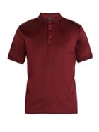 Matchesfashion.com Giorgio Armani - Piqu Collar Cotton Jersey Polo Shirt - Mens - Burgundy