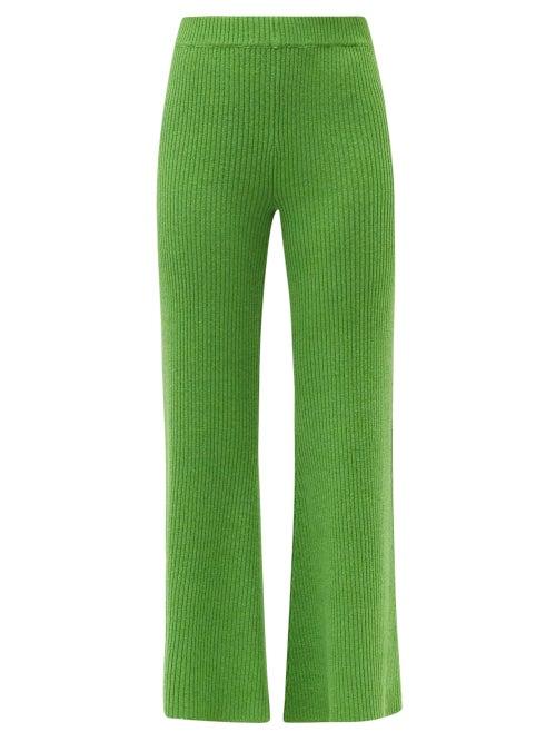 Matchesfashion.com Staud - Artemus Ribbed-jersey Trousers - Womens - Green
