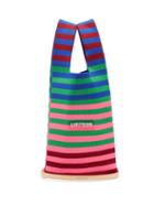 Lastframe - Striped Ribbed-knit Tote Bag - Womens - Pink Multi