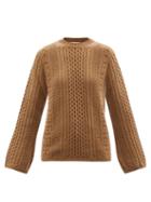 Chlo - Lace-knitted Wool-blend Sweater - Womens - Camel