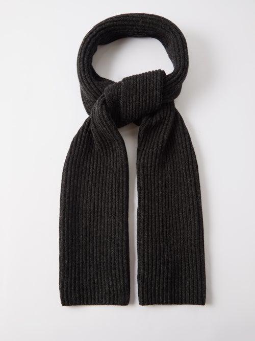 Ganni - Ribbed-knit Wool-blend Scarf - Womens - Black