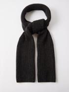 Ganni - Ribbed-knit Wool-blend Scarf - Womens - Black