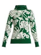 Matchesfashion.com Joostricot - Floral Intarsia Cotton Blend Hooded Sweater - Womens - Green Multi