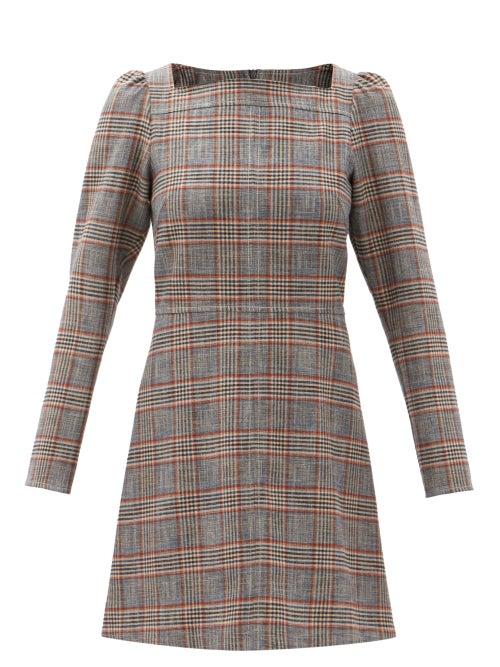 Matchesfashion.com See By Chlo - Square-neck Checked Canvas Mini Dress - Womens - Multi
