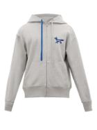 Matchesfashion.com Ader Error X Maison Kitsun - Logo Print Cotton Blend Hooded Sweatshirt - Mens - Grey