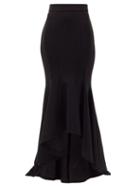 Matchesfashion.com Alexandre Vauthier - High-rise Fluted-hem Crepe Maxi Skirt - Womens - Black